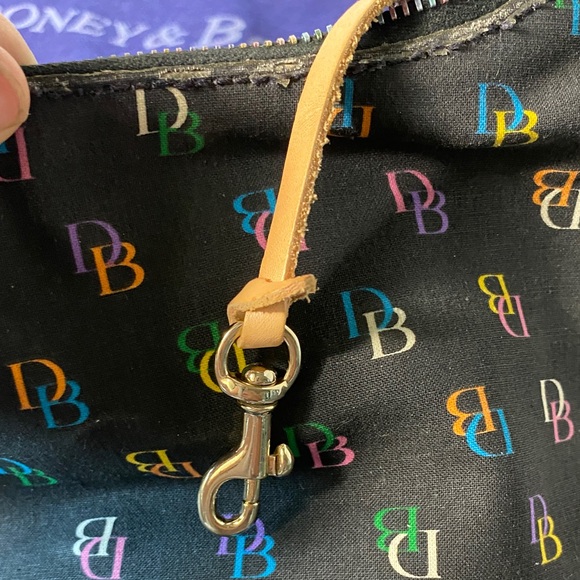 Dooney & Bourke Y2K small vintage Black Hobo Bag with Multicolor Logo - Picture 8 of 12